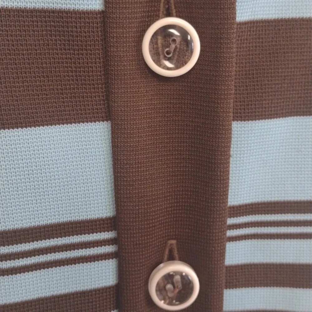 Marberni, 60's Union Made Vintage Elegant Blue/Brown Long Sleeve Dress Size 16 - Picture 3 of 16